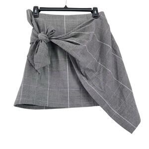 Who What Wear Plaid Mini Skirt Size 2 Preppy Asymmetrical Bow Tie Waist Stretch